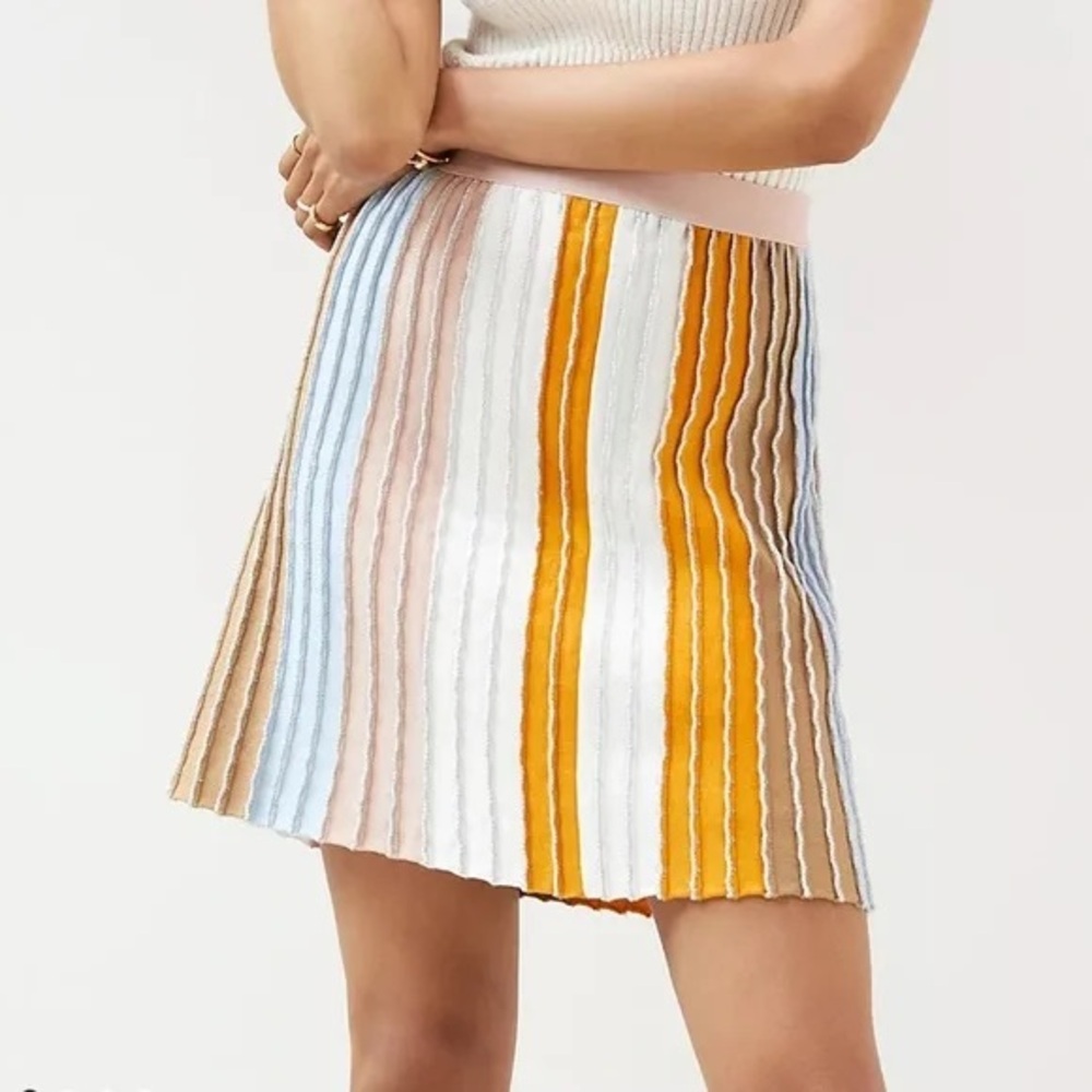 Anthropologie Eva Franco Colorful Pastel Knit Striped Mini Skirt Size Large nwt